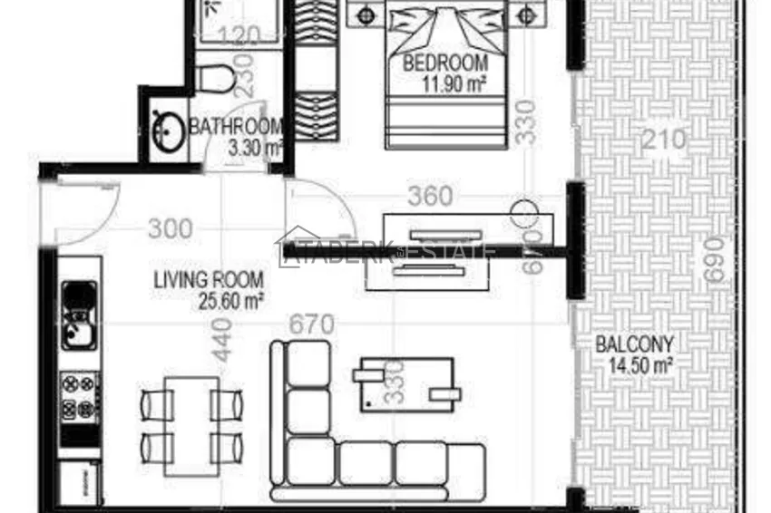 Купить дешево Квартира 1+1 70 м² в центре Махмутлара – с мебелью, балкон остеклен, рассрочка до 1 года 1 