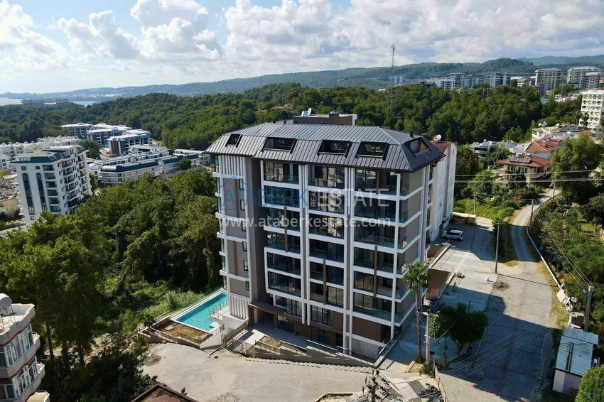 Квартира 1+1 с видом на море в Алании, район Авсаллар  6 