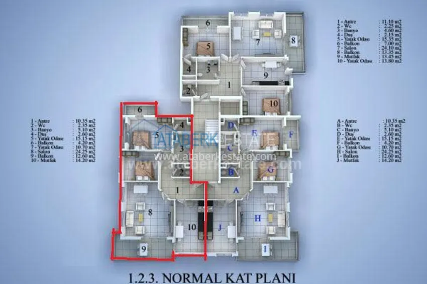 Приобрести Апартаменты 2+1 с видом на море в районе Тосмур 17 