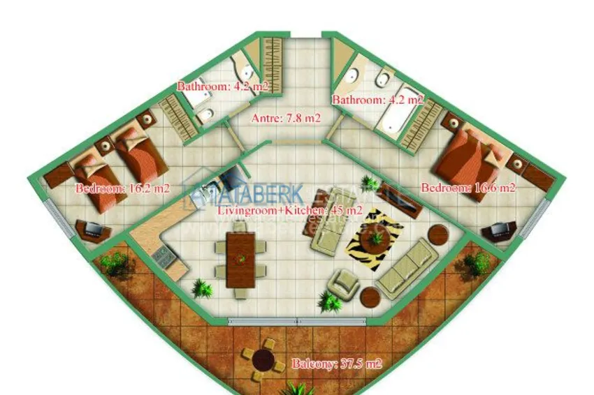 Квартиры в комплексе Май Марин от застройщика в районе Махмутлар, Алания 11 